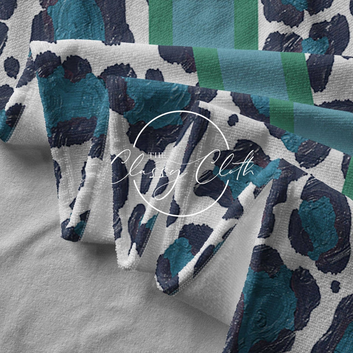 Beach Towel- Teal Leopard