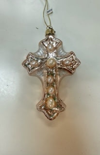 5" Pearl Cross Ornament