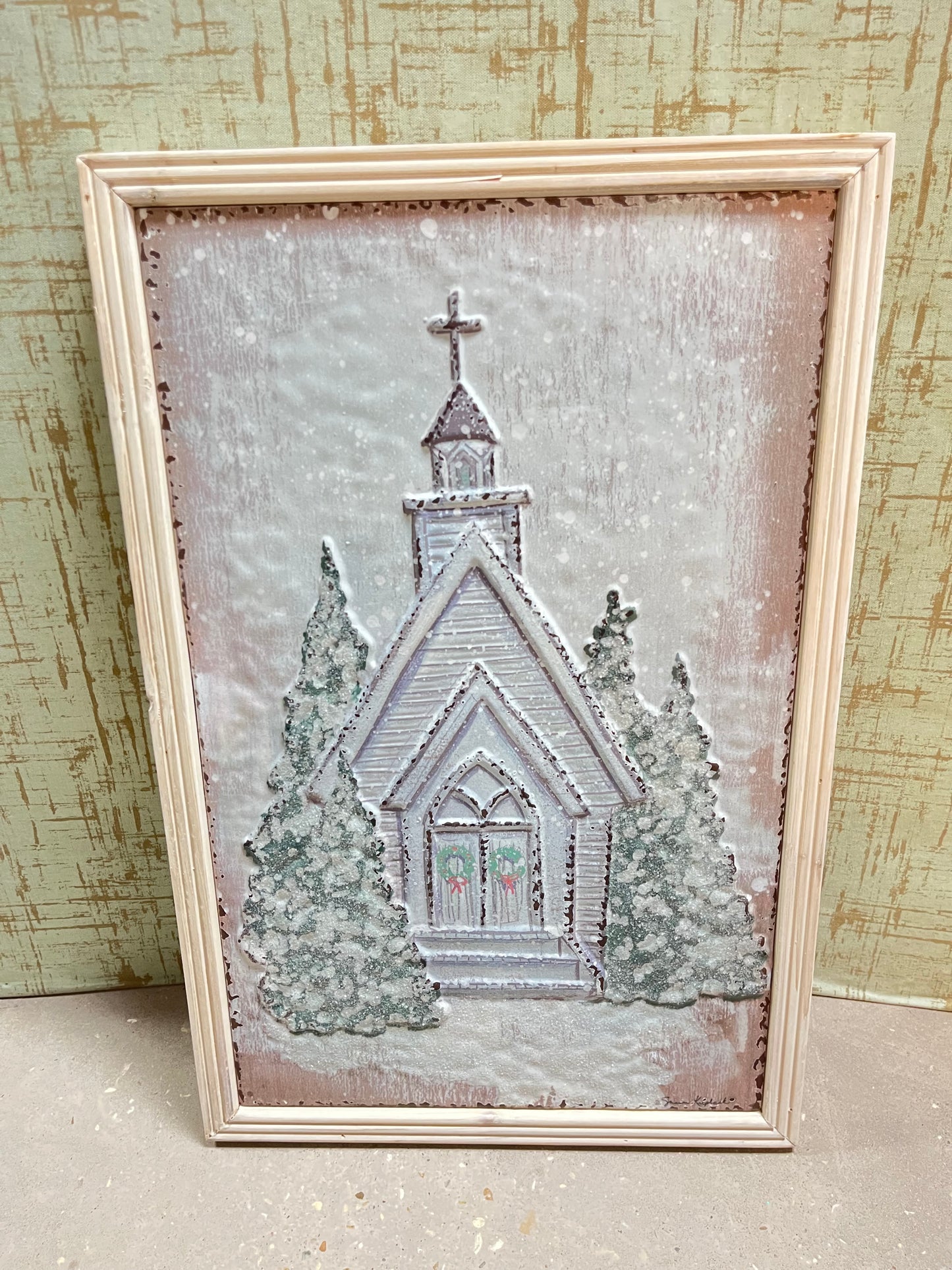 Snowy Chapel Metal Wall Art