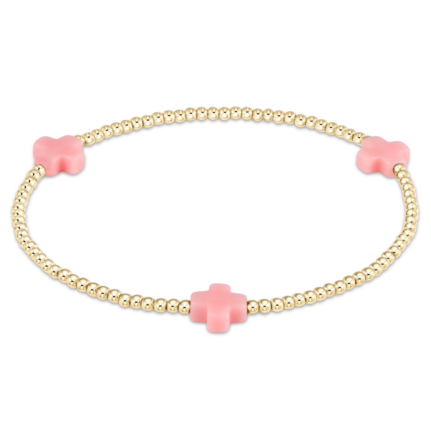 Enewton Signature Cross Gold Pattern 3mm Bead Bracelet-Pink