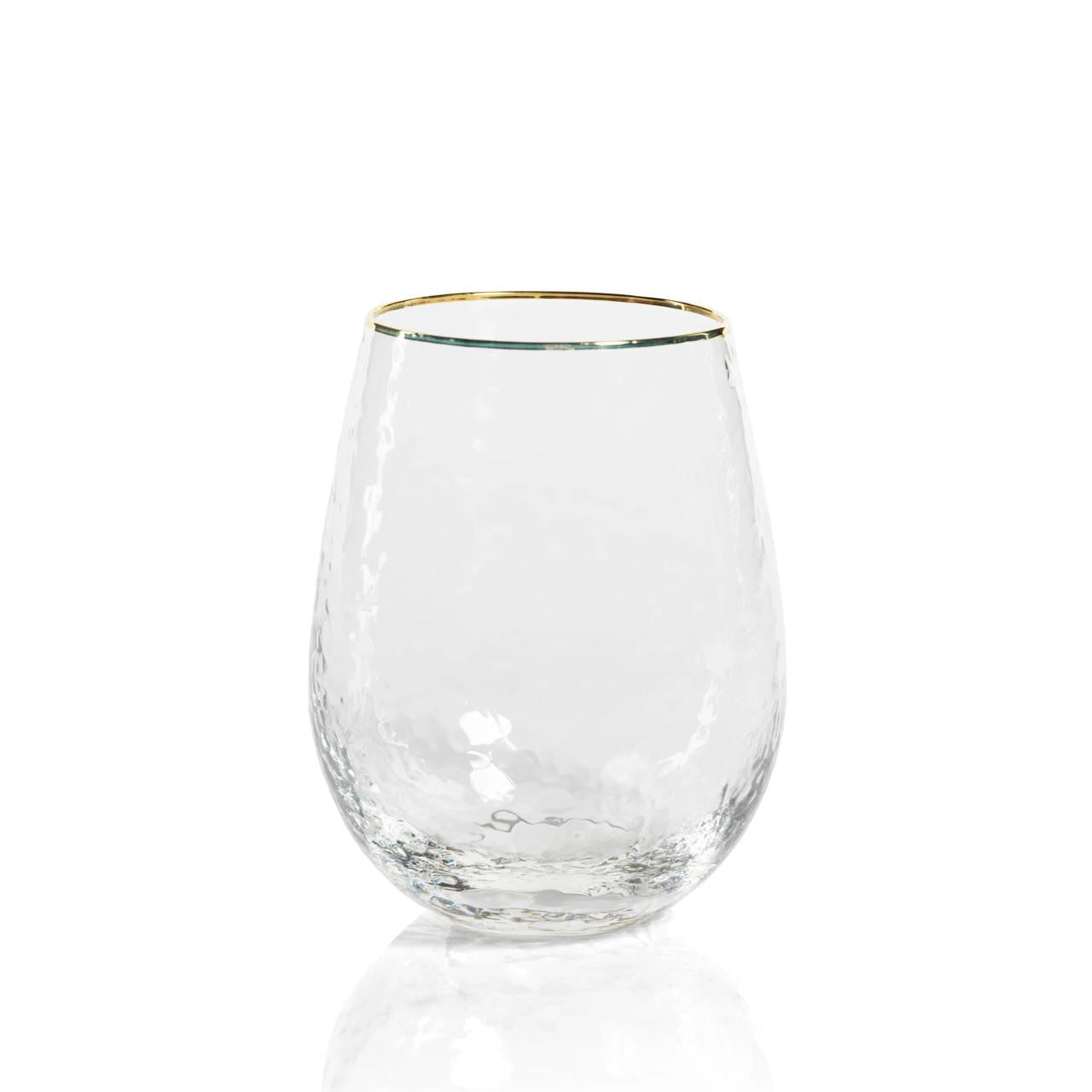 Stemless Wine Glass w/Gold Rim