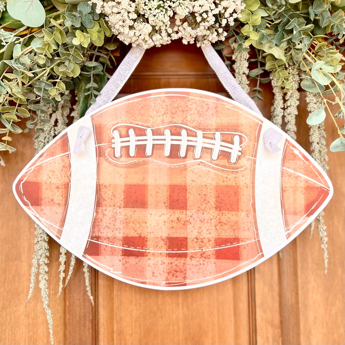 Brown Gingham Football Door Hanger