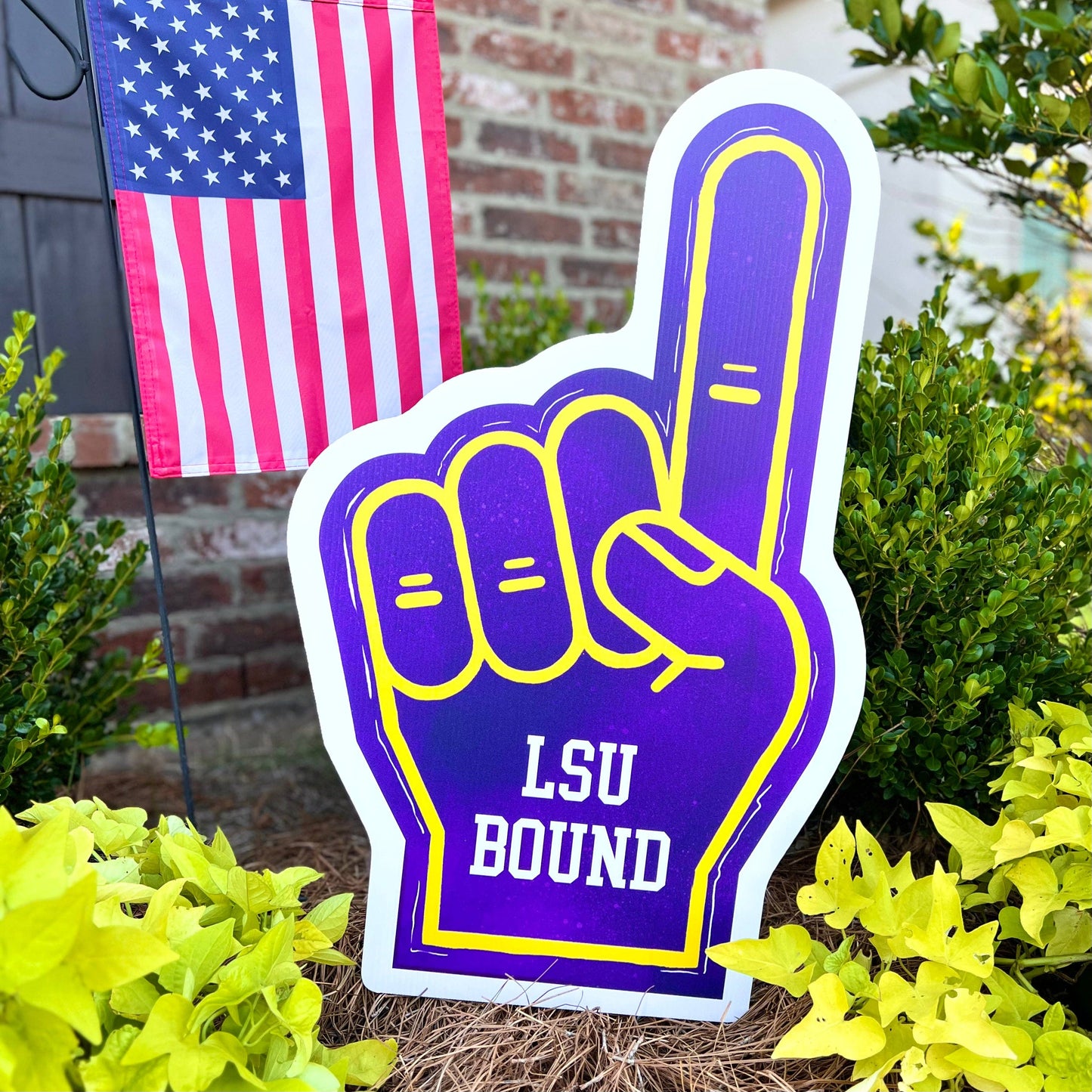 LSU Bound Foam Finger Garden Stake