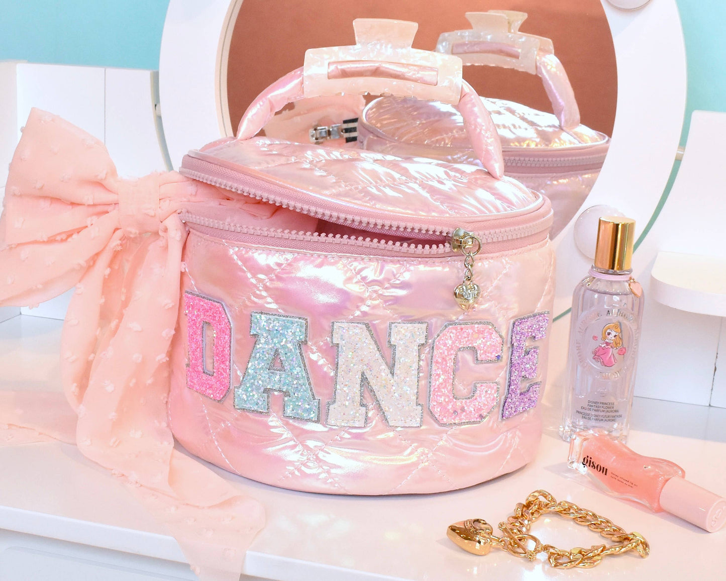 'DANCE' Metallic Round Quilted Glam Bag