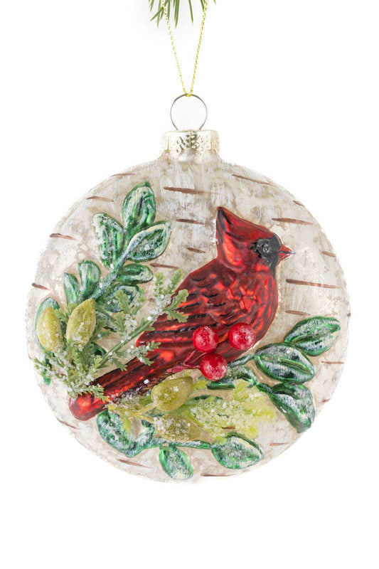 NEW-Red/Birch Bark Cardinal Ornament