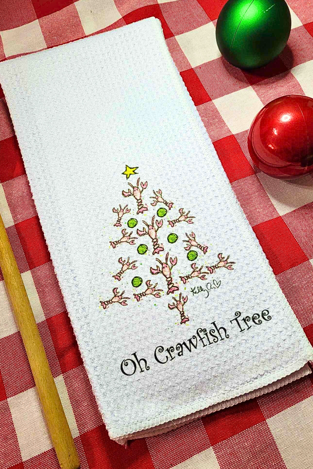 Christmas Tea Towel Oh Crawfish Tree