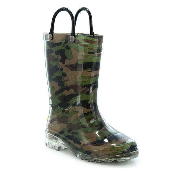 Kids Lighted Rain Boots - Camo