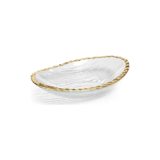 Large Clear Bowl w/Gold Rim