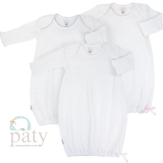 Paty Knit Overlap Shoulder Gown with Bow