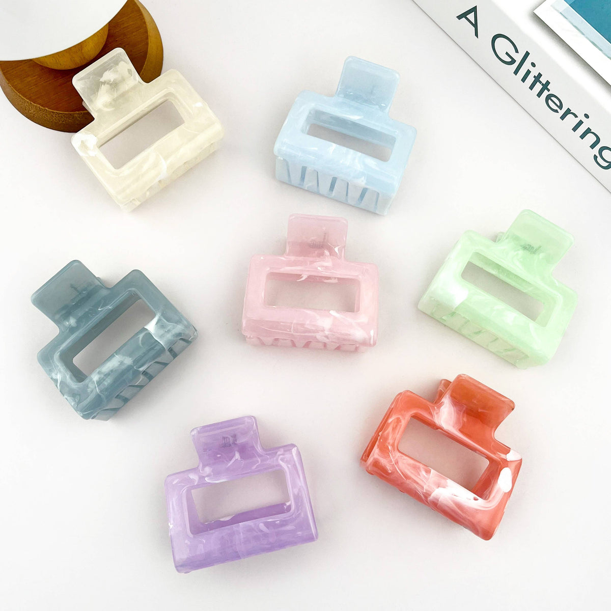 Marble Pattern Square Clip, Classic Hair Clip