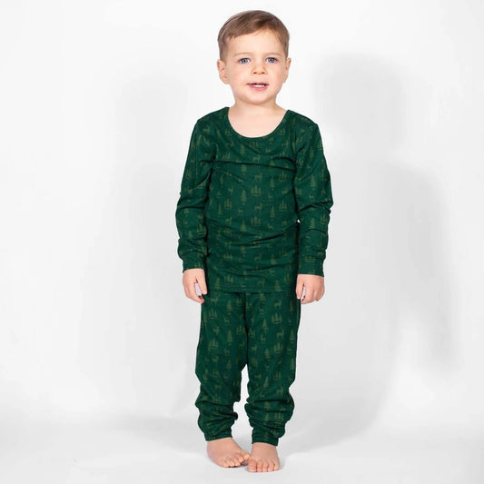 Kid's Woodsy Deer Long Sleeve Pajama Set