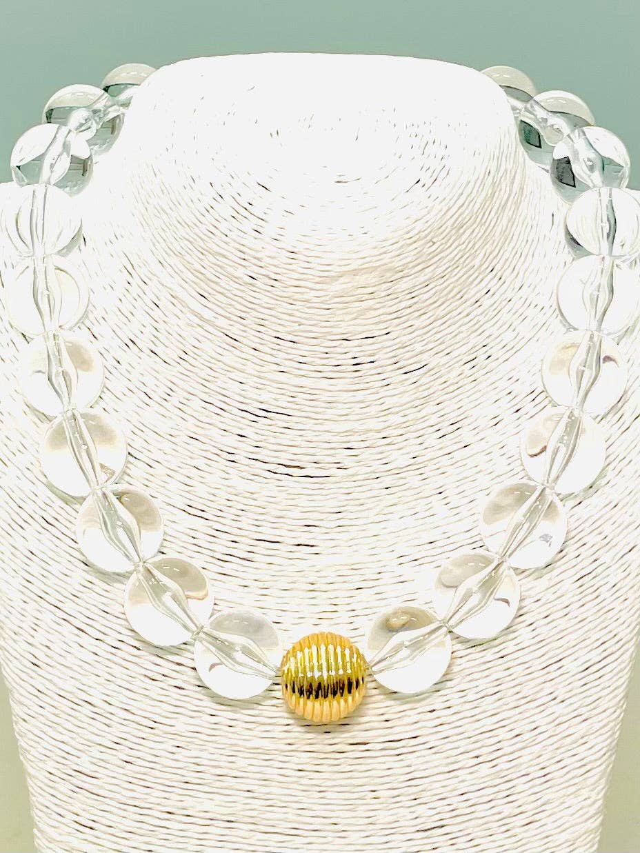 CHIC - Acrylic Big Ball Necklace (clear/gold) BNK904