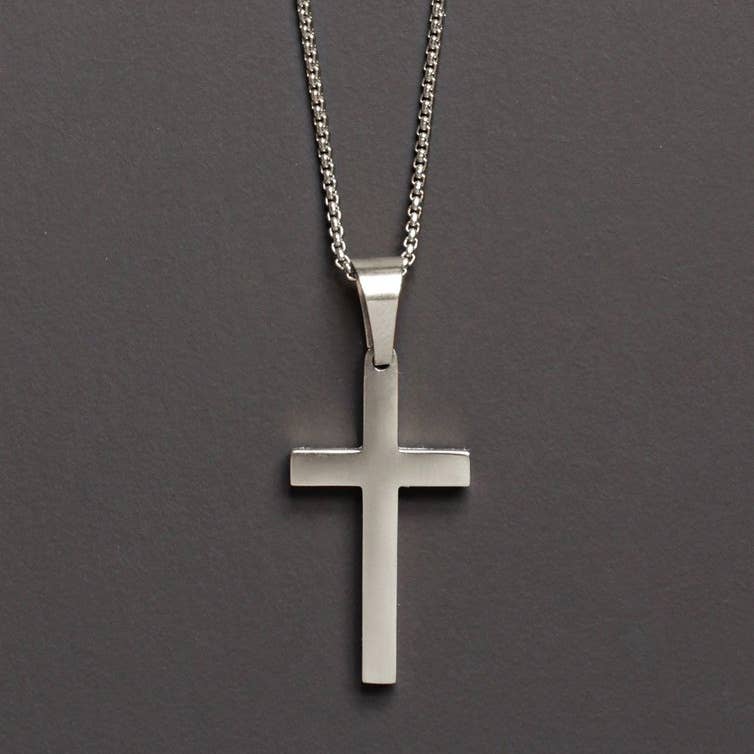LARGE STAINLESS STEEL CROSS NECKLACE FOR MEN