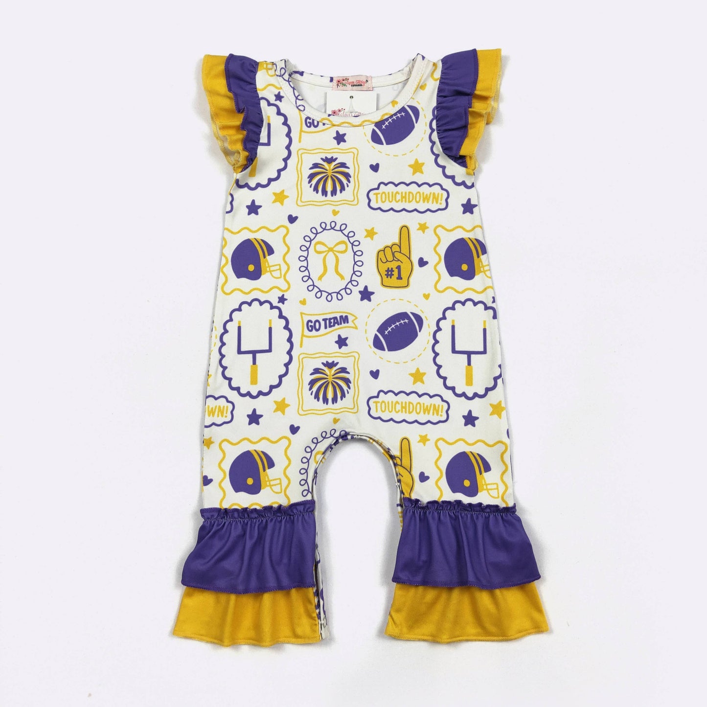Purple & Gold Go Team Baby Romper