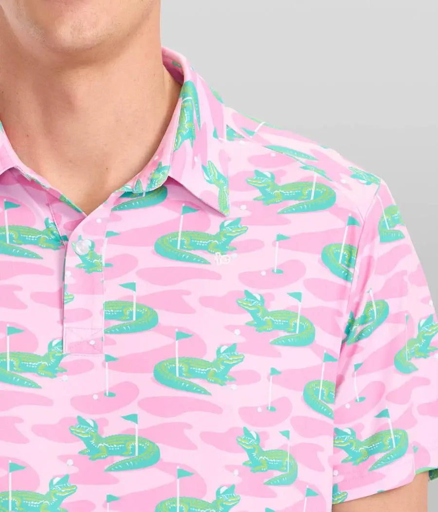 Gator Golfer Pink Men's Golf Polo