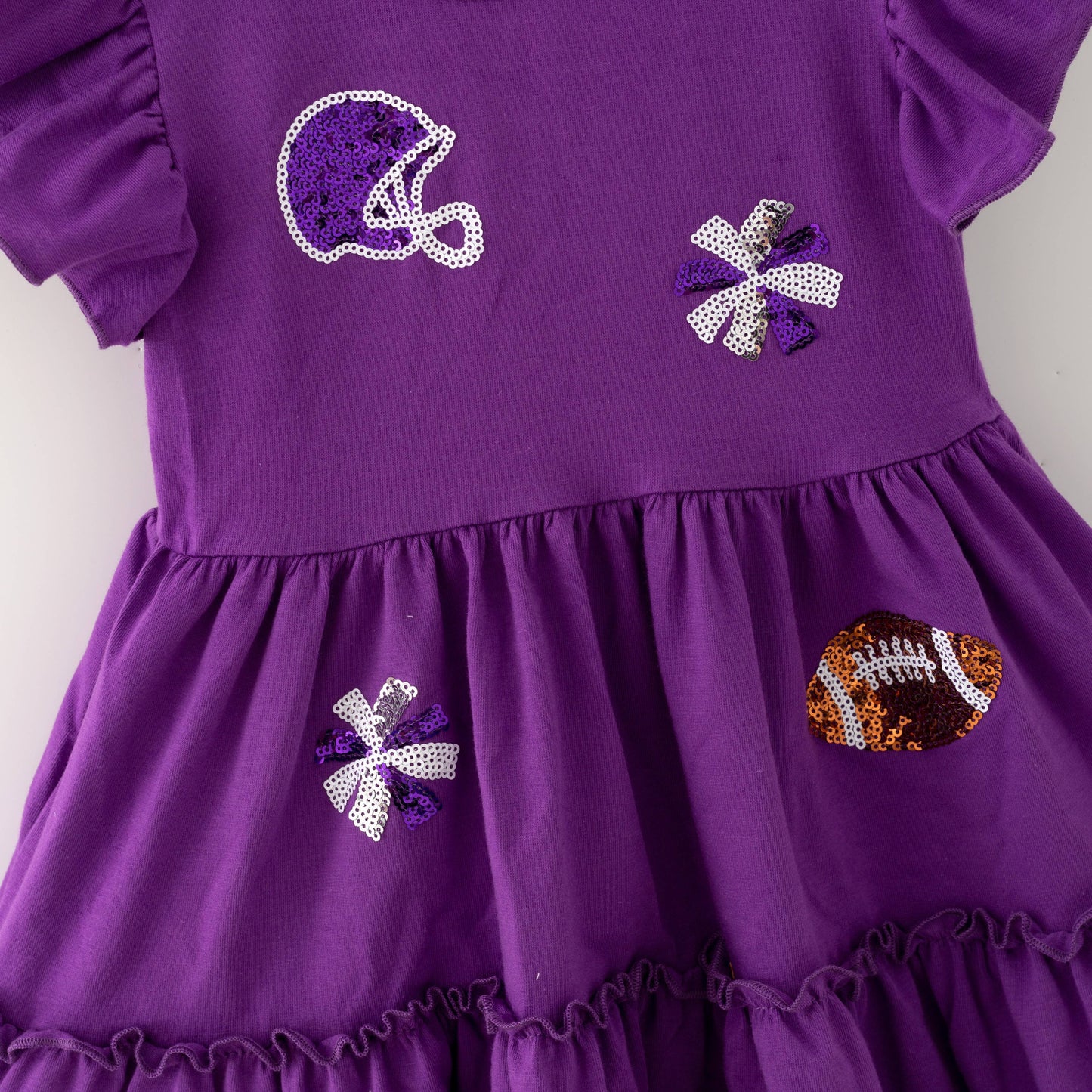Purple Football Sequin Girls Dress