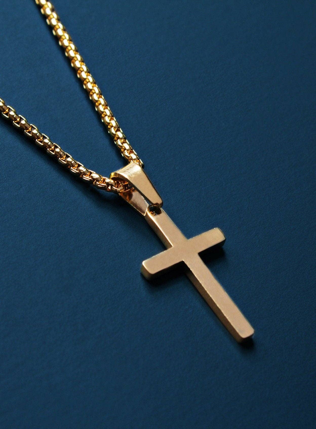 Men's Gold Cross Necklace 20"