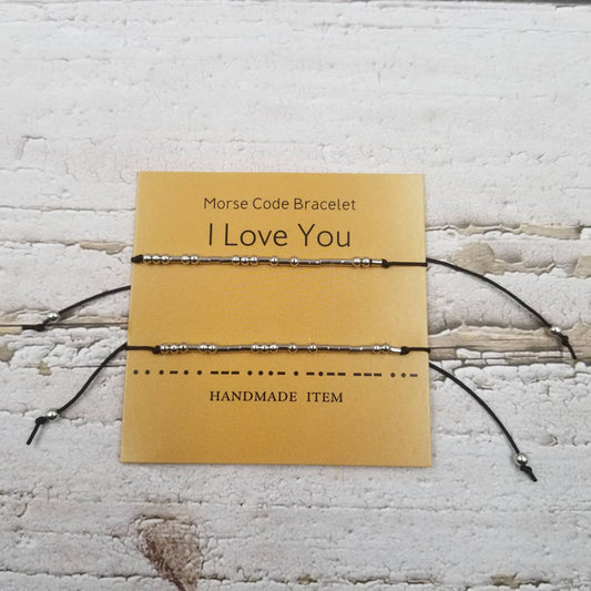 Set of 2 I Love You Morse Code Bracelets