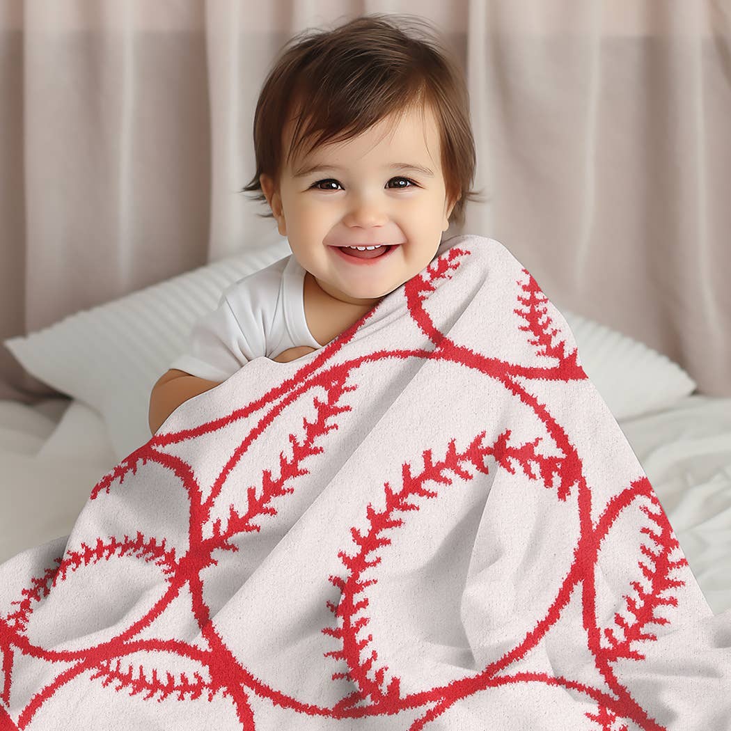 Kids Baseball Pattern Throw Blanket
