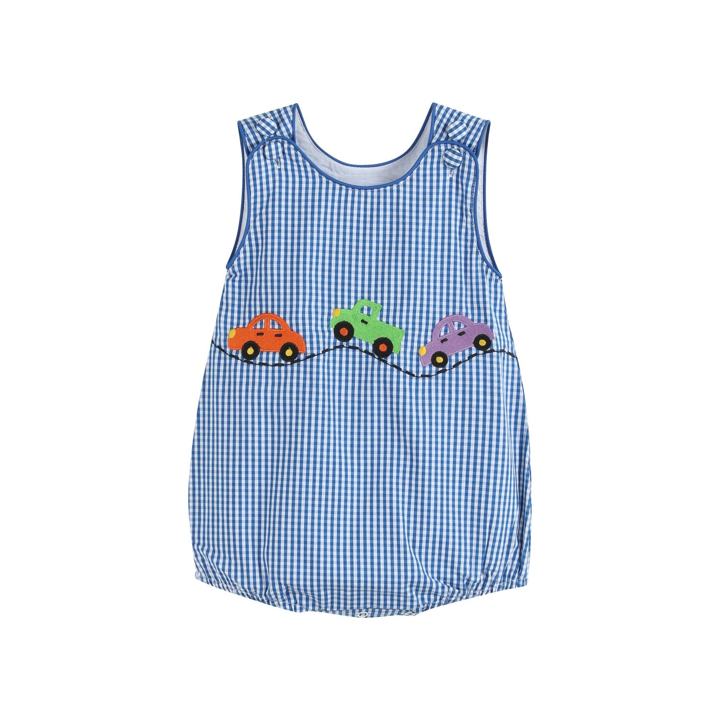 Dark Blue Gingham Car Romper