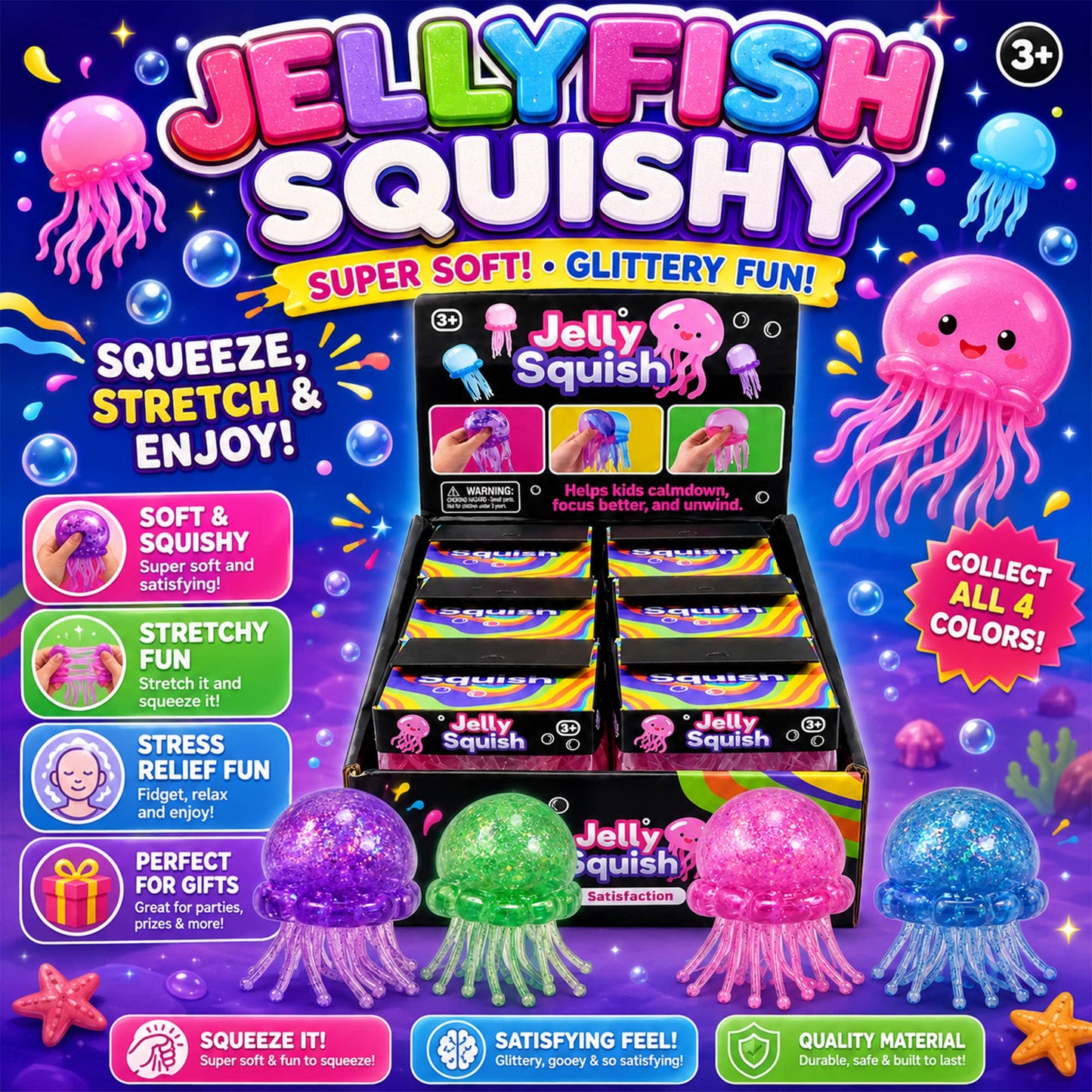 Jellyfish Squishy Stress Ball – Slow-Rise Sensory Fidget Toy