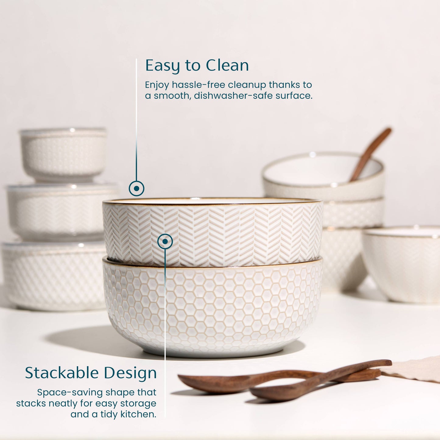 Kook Ceramic Salad Bowls