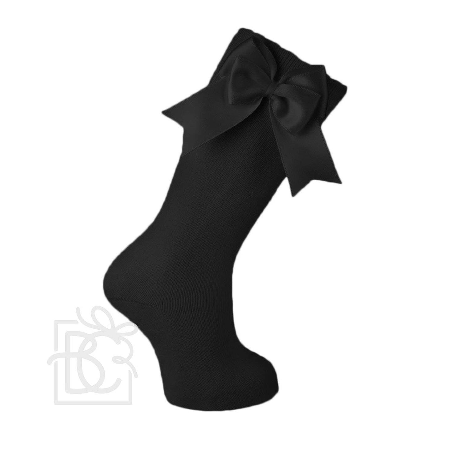 Cotton Knee Socks With Double Bow