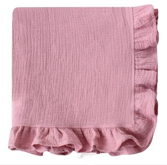 Muslin Ruffle Blanket - Baby Gift, Shower Gift, Newborn
