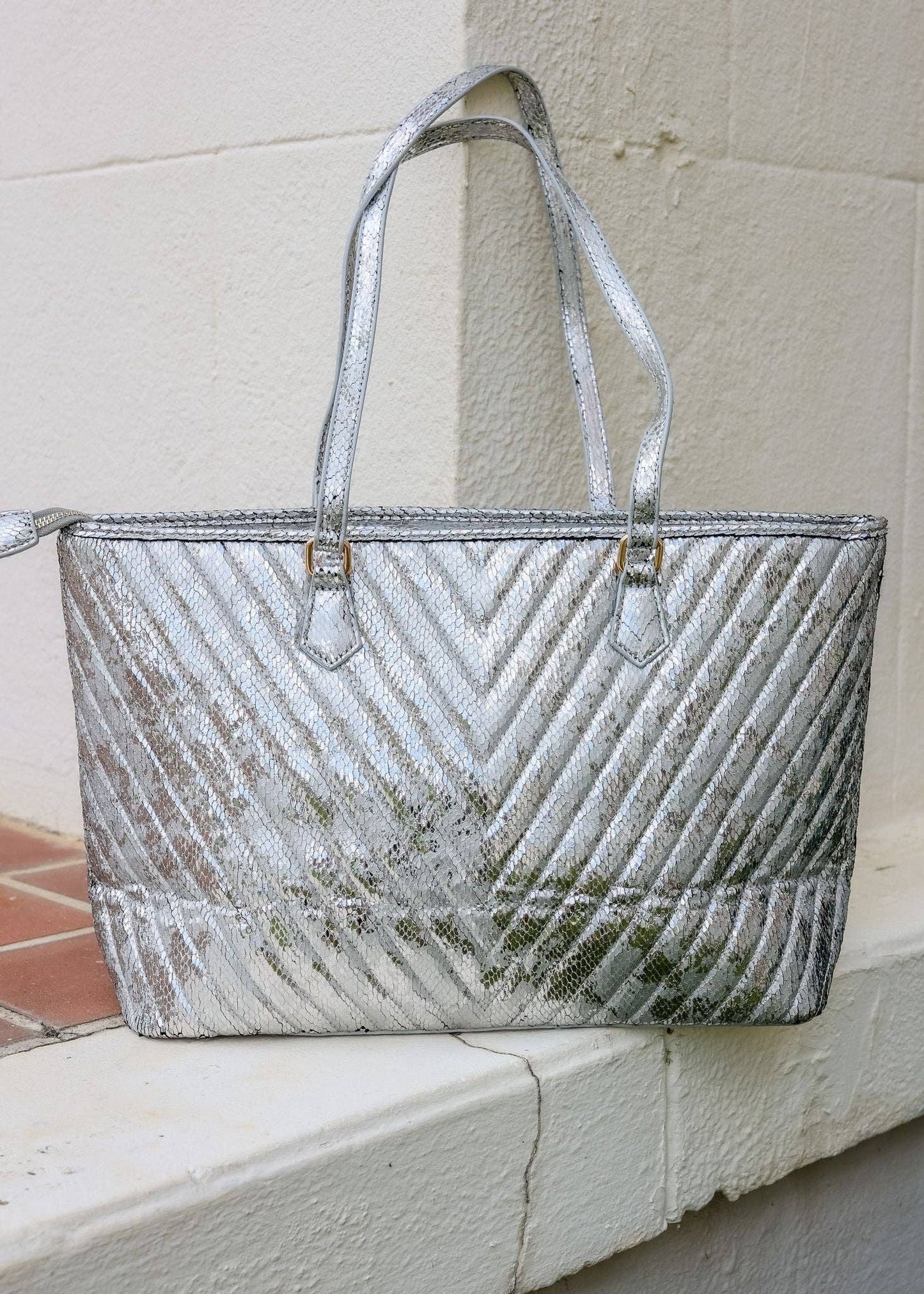Tabitha Quilted Tote SILVER FLECK