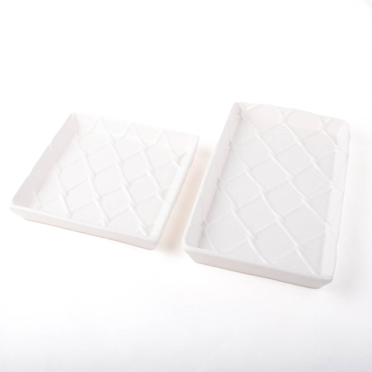 White Textured Ceramic Guest Towel Tray, 8.5-Inch