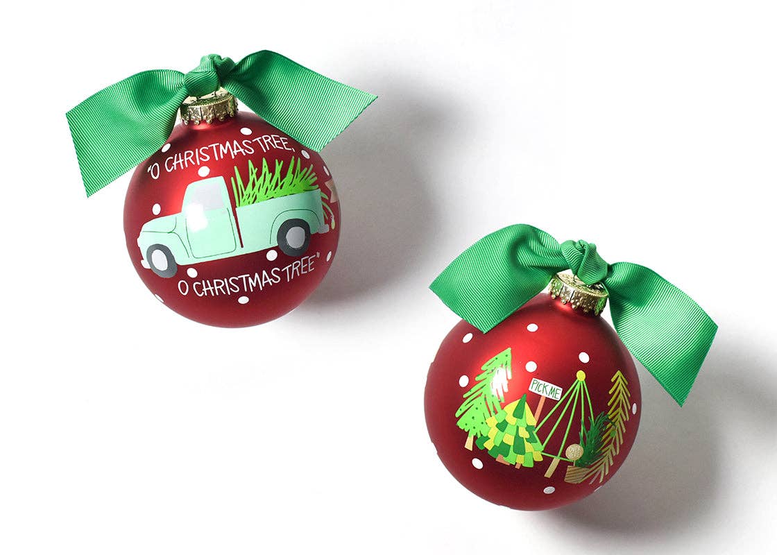 O Christmas Tree Farm Glass Ornament