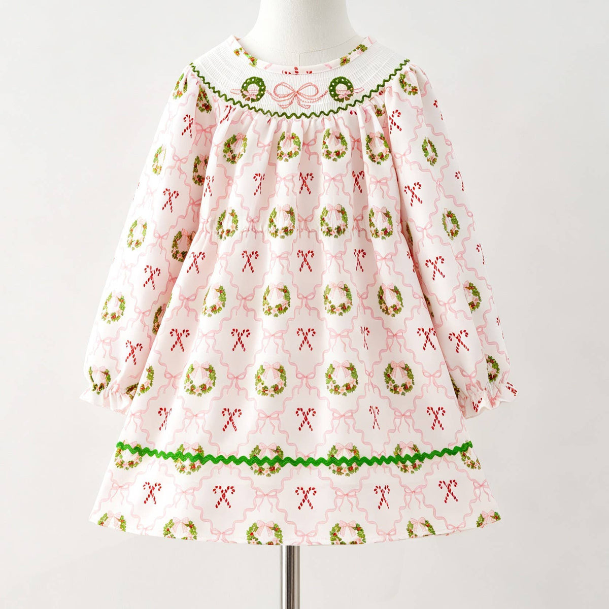 Coquette Wreath Smocked Girls Dress