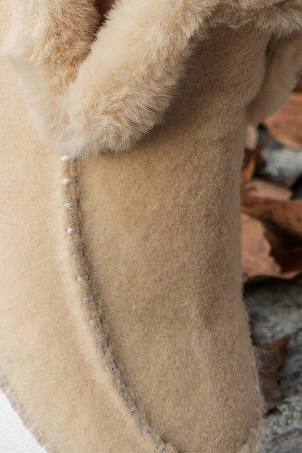 Suede Stitching Plush Lined Ankle Boots