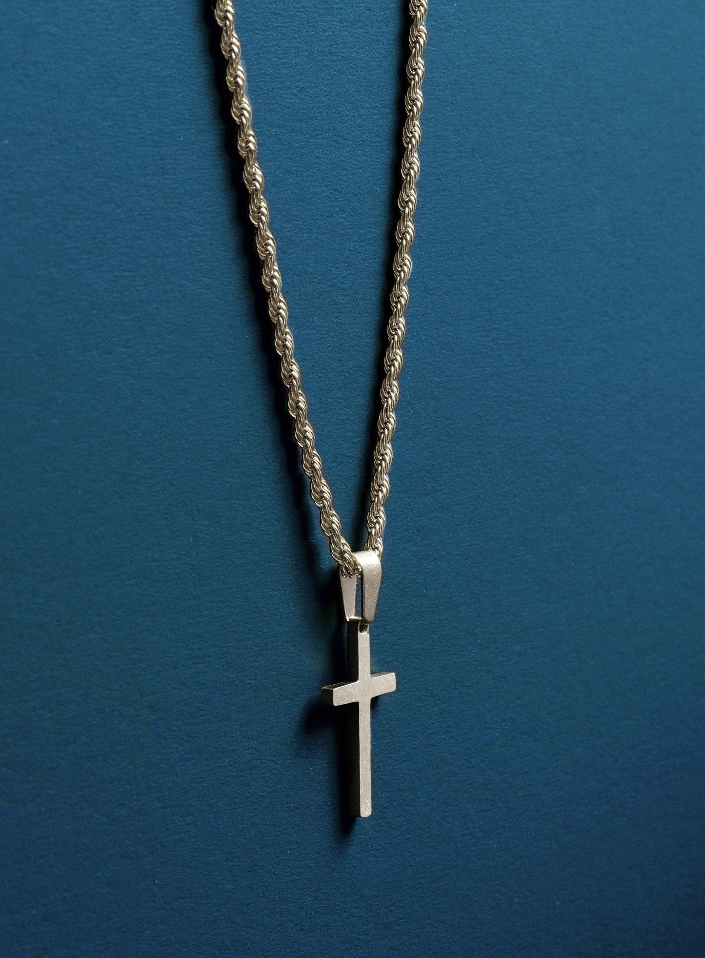 Waterproof Medium Silver Cross Pendant for Men