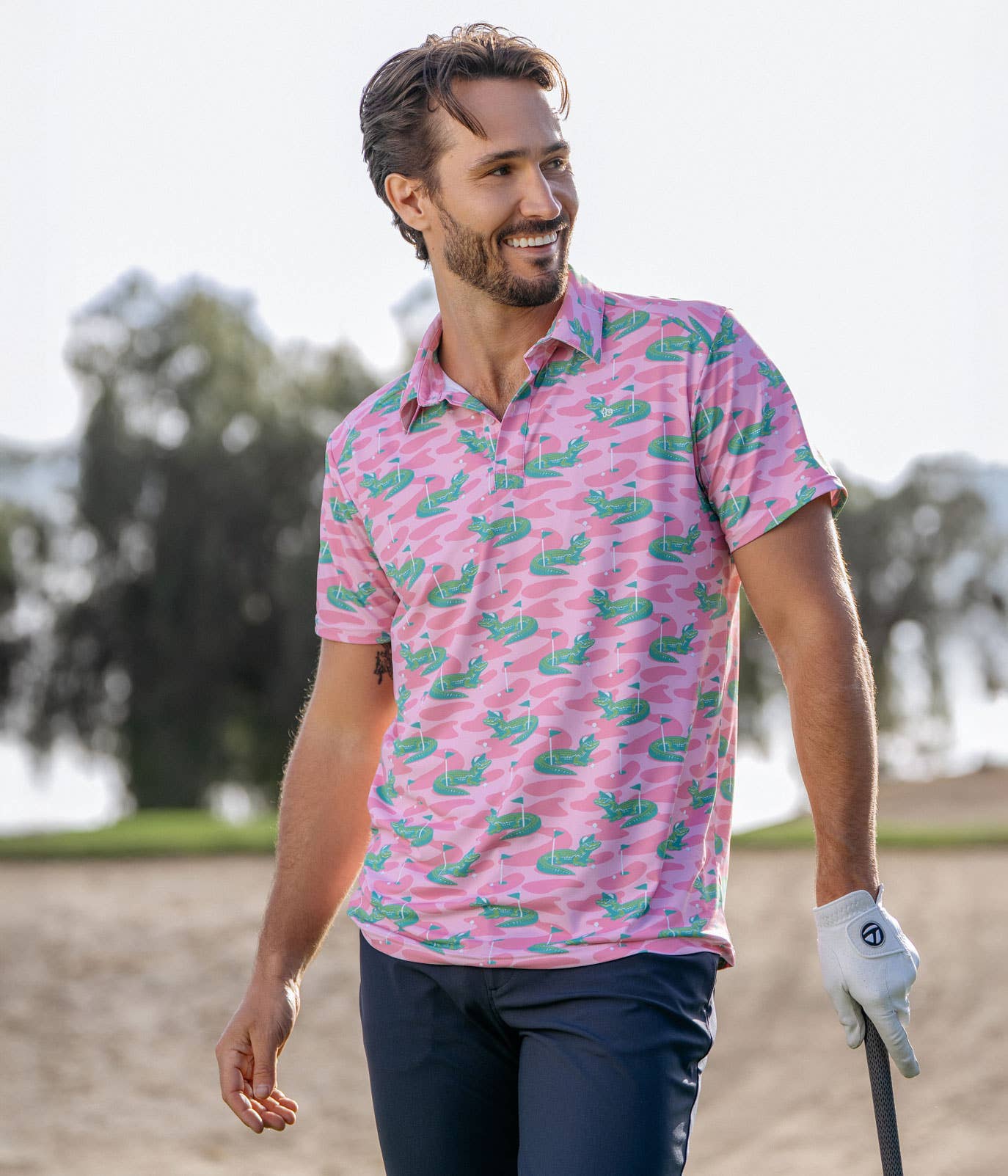 Gator Golfer Pink Men's Golf Polo