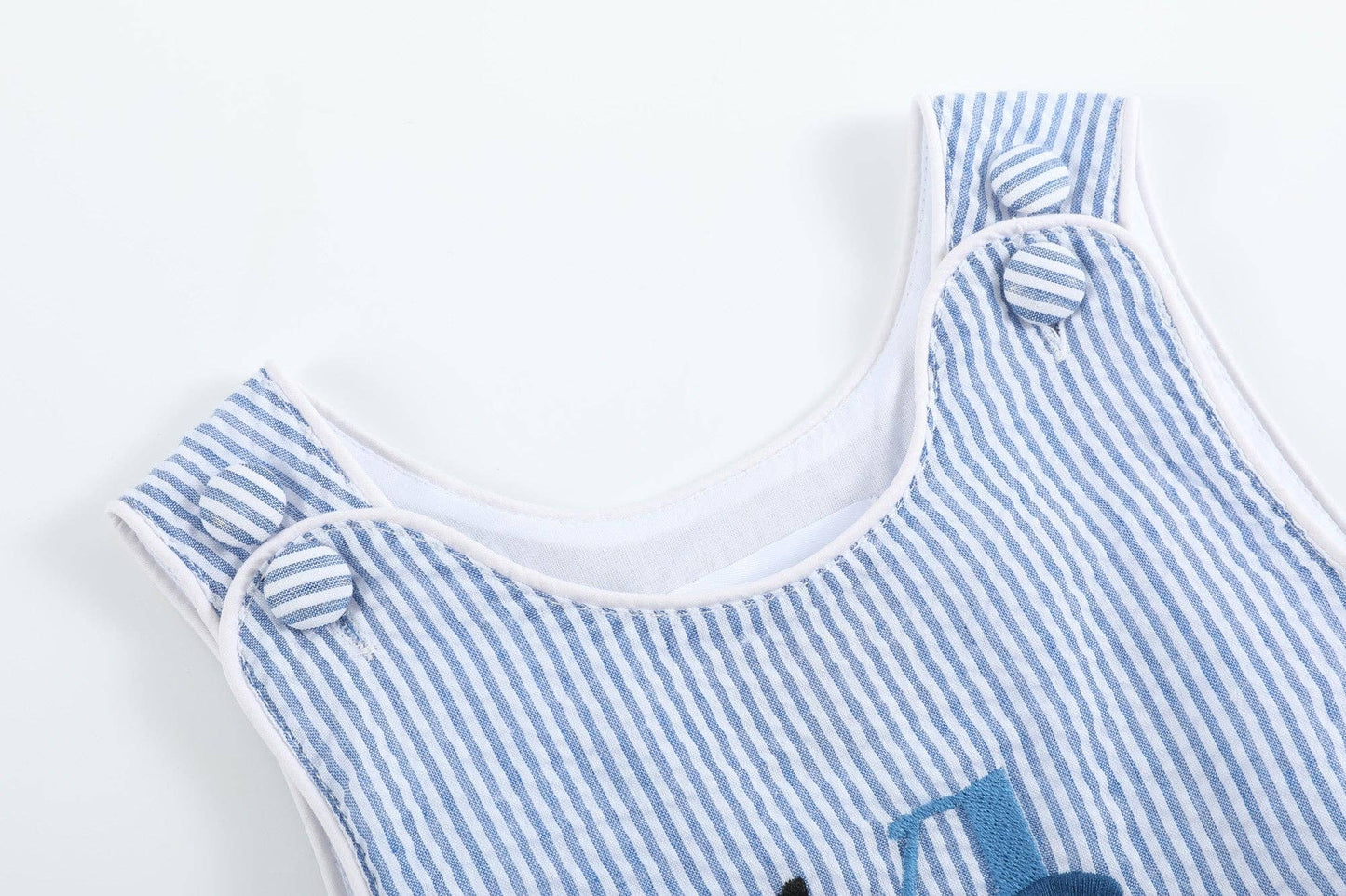 Blue Tractor Seersucker Bubble Romper