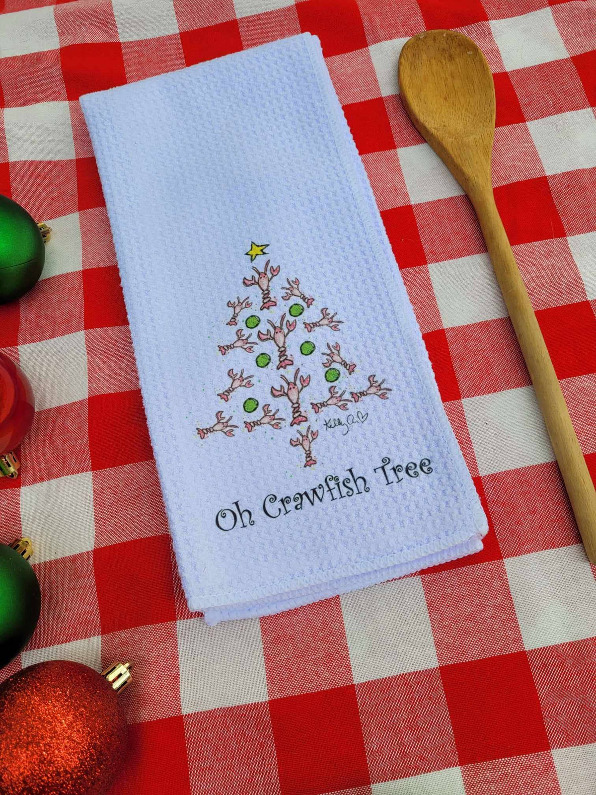 Christmas Tea Towel Oh Crawfish Tree