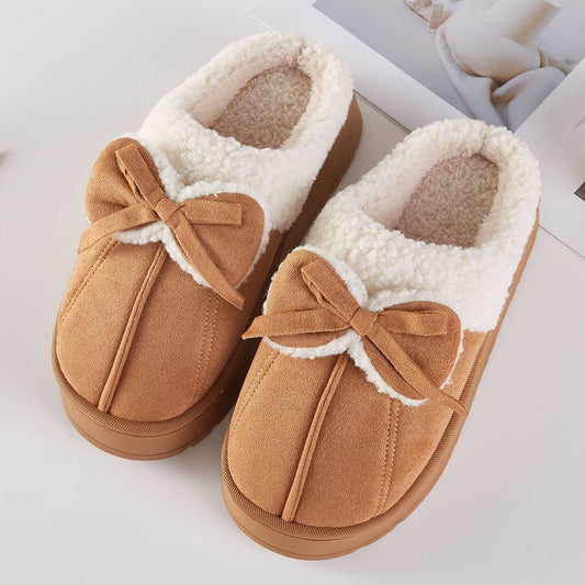 Cozy Faux Fur Lined Bow Slippers