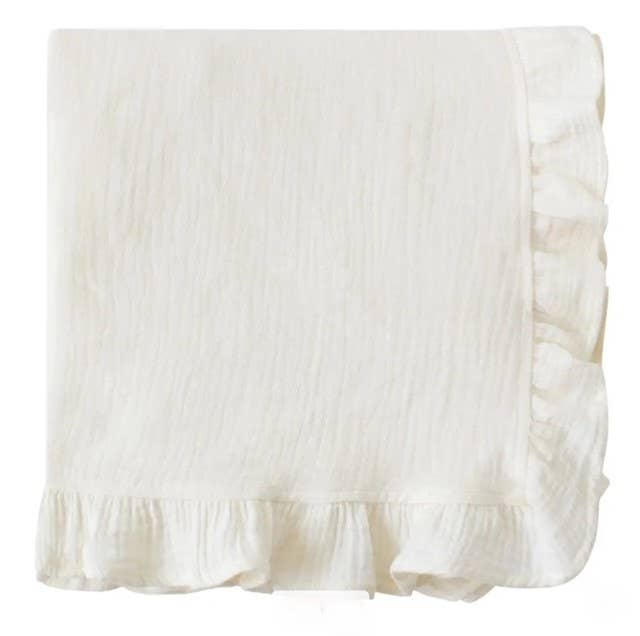 Muslin Ruffle Blanket - Baby Gift, Shower Gift, Newborn