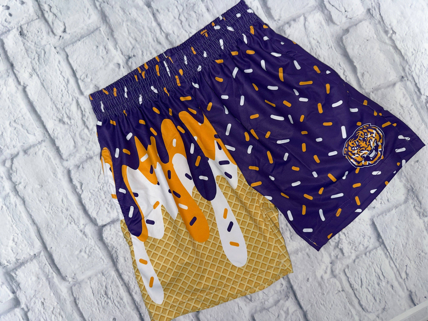 Purple Tiger Drip Shorts