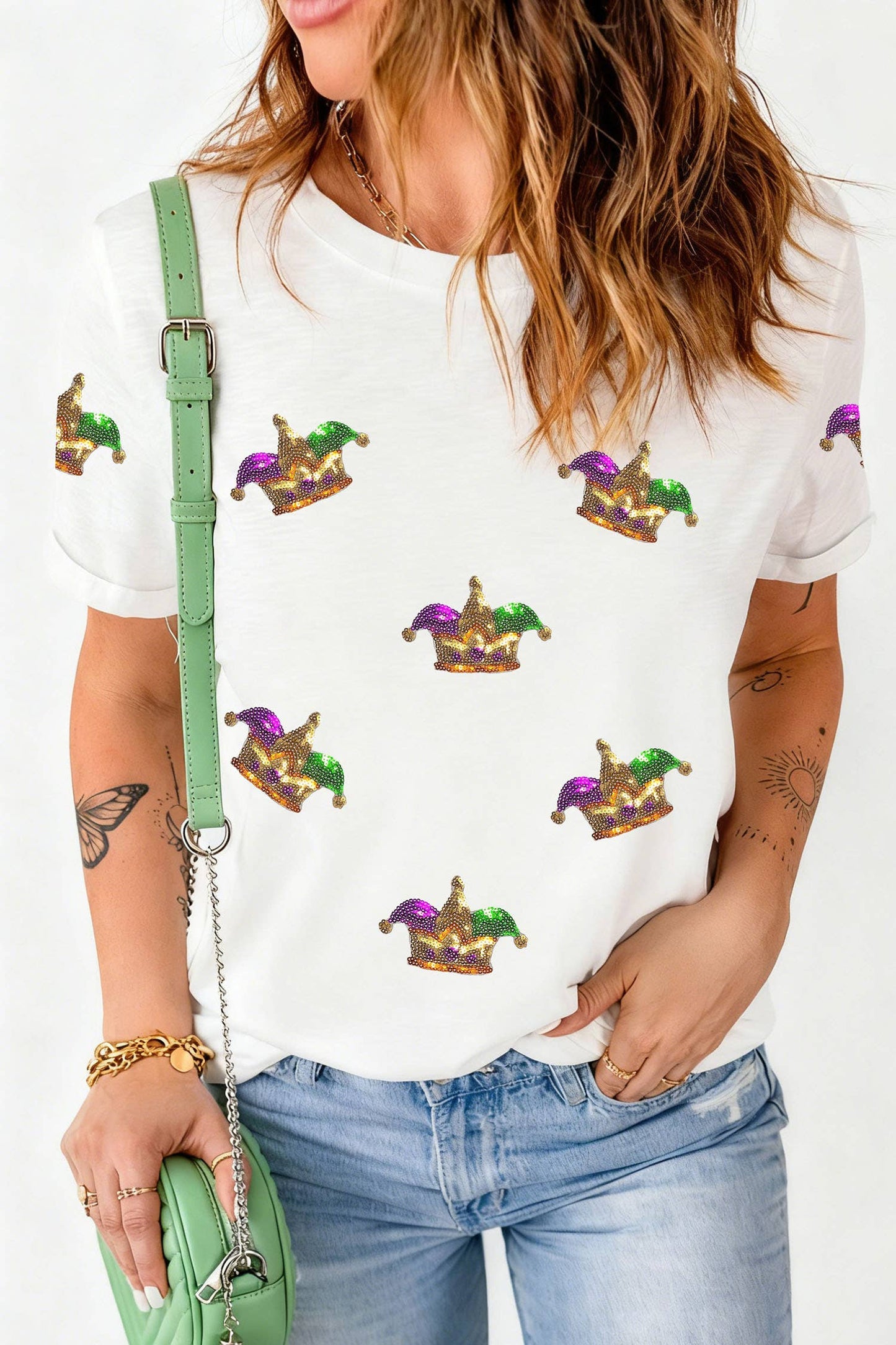 Sequin Mardi Gras Short Sleeve Tee