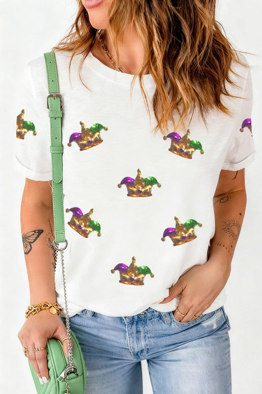 Sequin Mardi Gras Short Sleeve Tee
