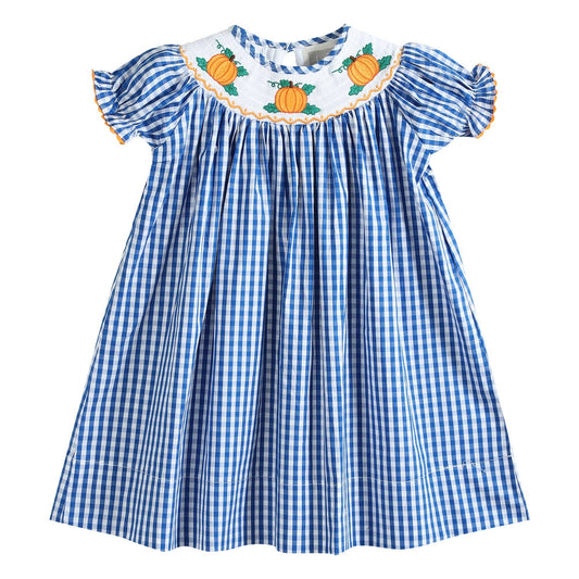 Royal Blue Gingham Pumpkin Dress
