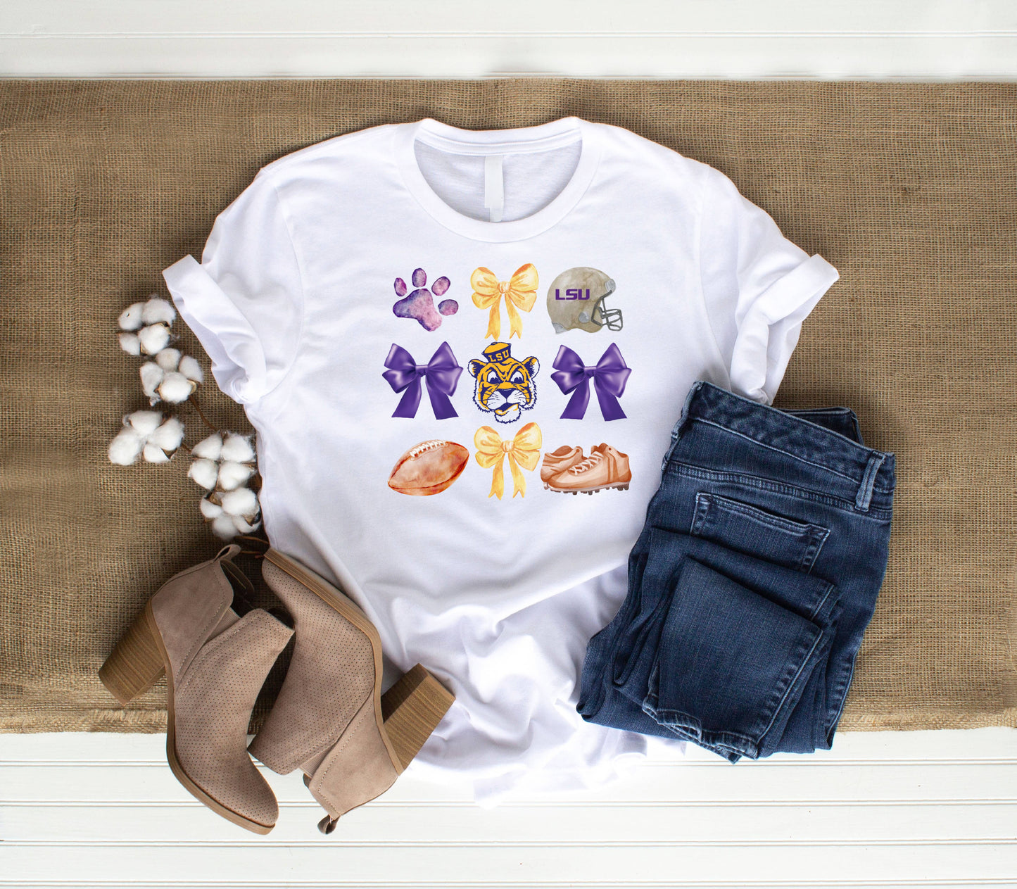 LSU Football Bow Coquette T’Shirt