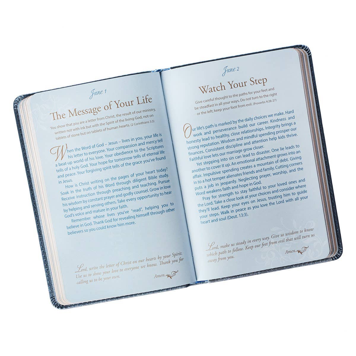 Devotional for Mr. & Mrs. - Blue Faux Leather