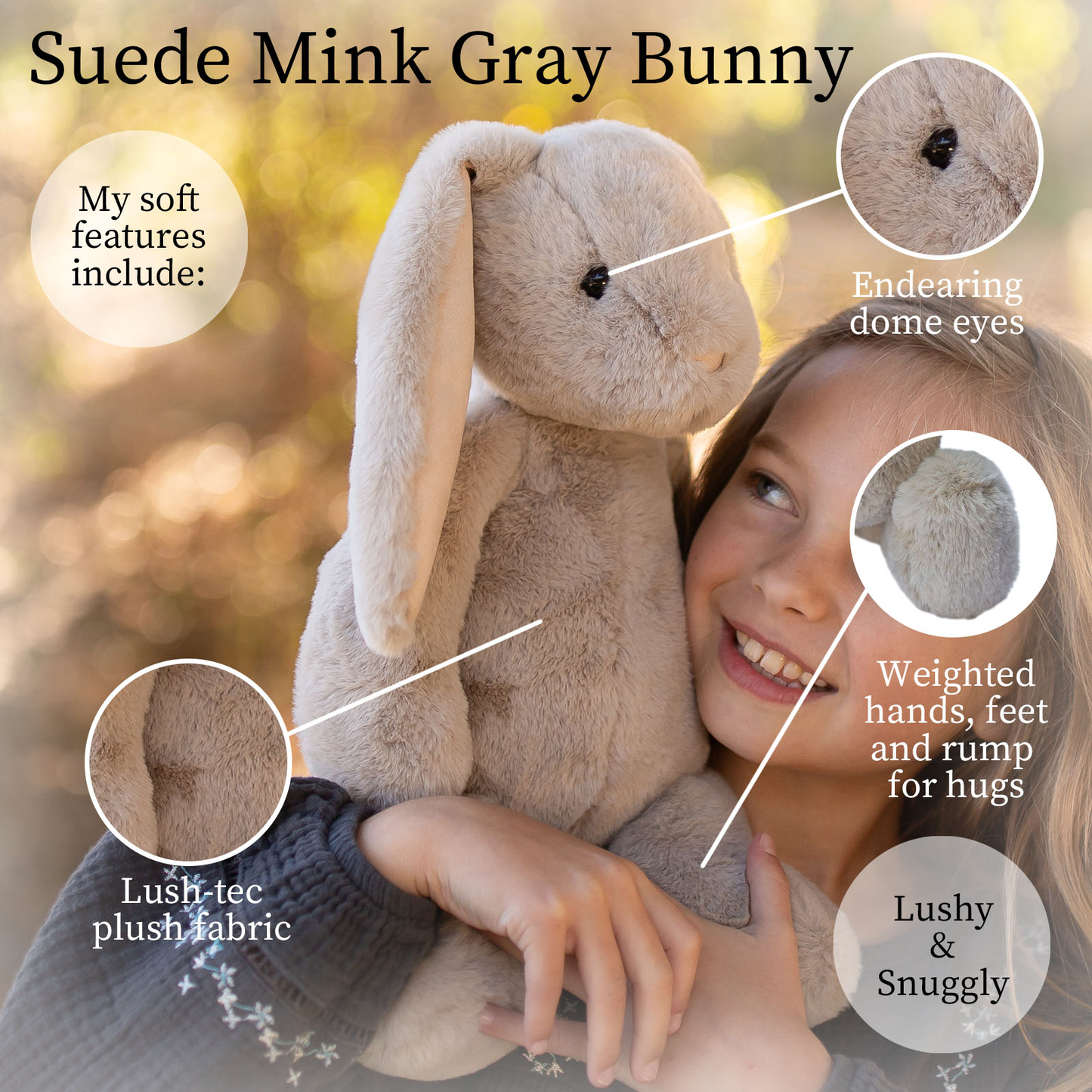 WS Lushee 16" - Suede Mink Bunny Gry