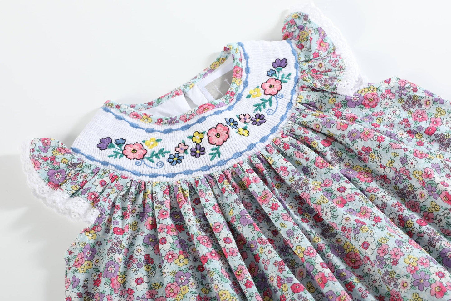 Floral Print Smocked Bishop Dress