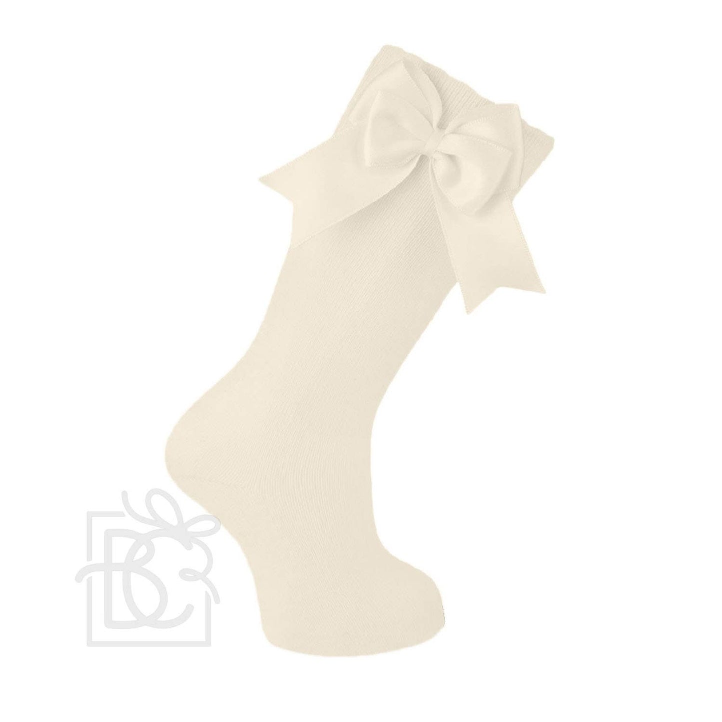 Cotton Knee Socks With Double Bow