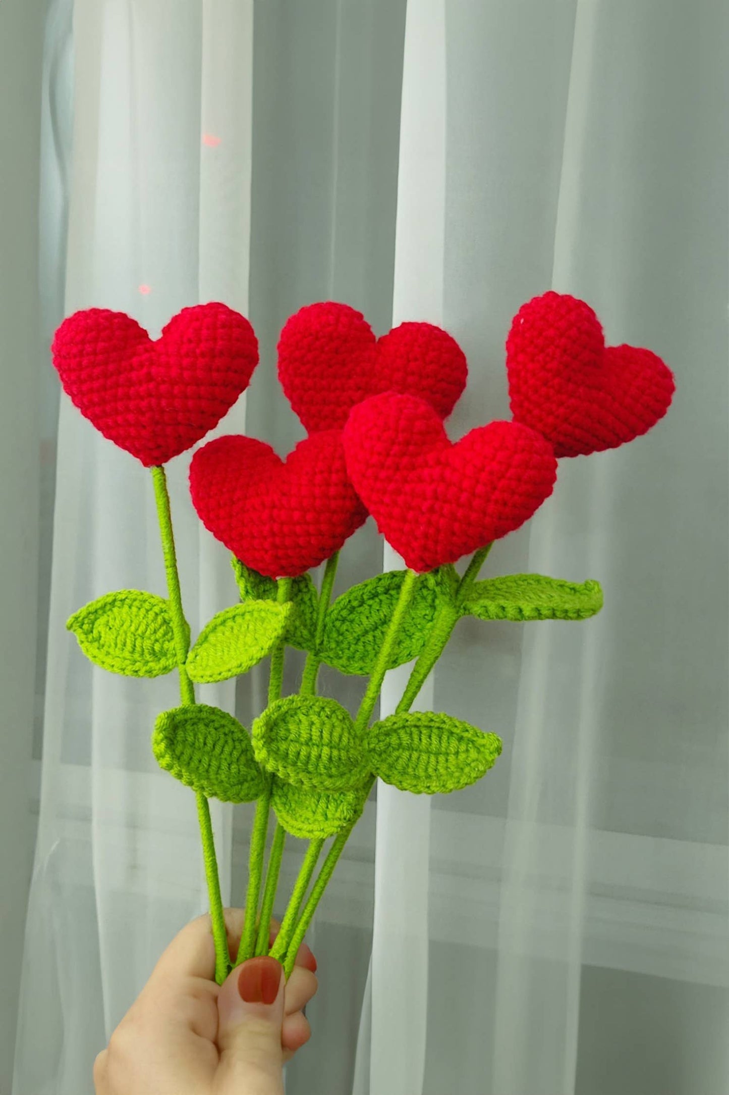 Knitted Valentines Heart Flower