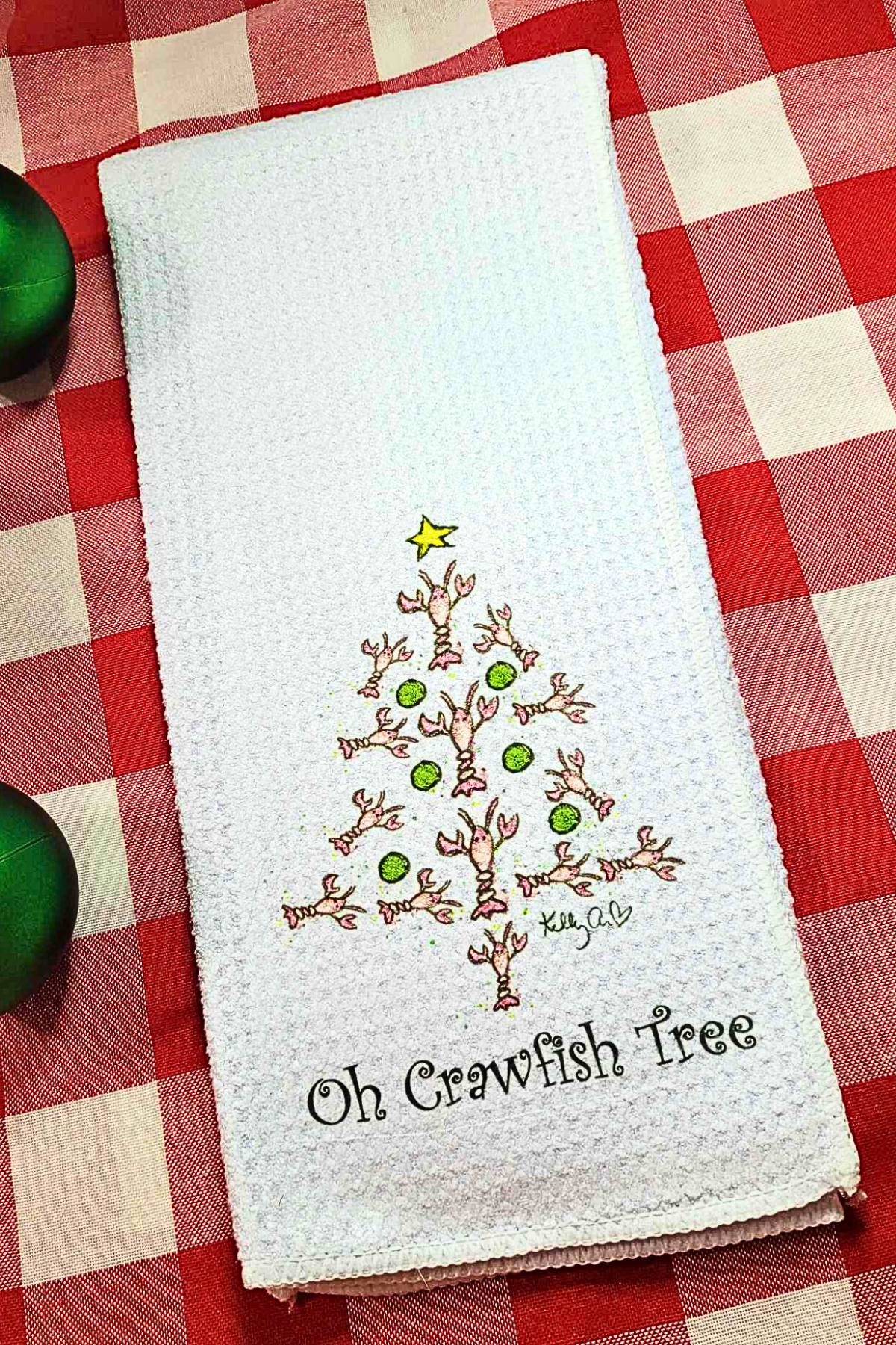 Christmas Tea Towel Oh Crawfish Tree